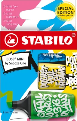 Produktbild von STABILO Textmarker - BOSS MINI by Snooze One - 3er Pack - blau, gelb, grün