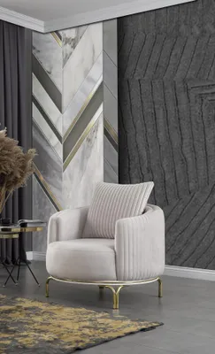 Obrázek produktu pro Luxus Sessel Weißer Einsitzer Wohnzimmermöbel Polyester Edelstahlmöbel