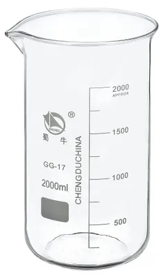 Obrázok produktu pre Odmerný pohár z borosilikátového skla, objem 2000 ml, s výlevkou, vhodný do kuchyne a laboratória