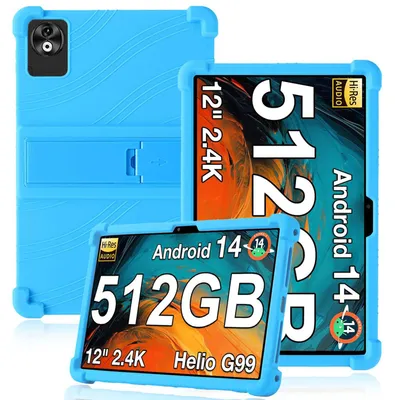 Produktbild von Tablet Hülle für Doogee T40 Pro 12,0", Stoßfeste Weiches Silikon Schutzhülle mit Standfunktion Hellblau