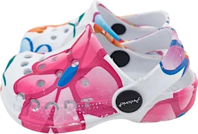 Produktbild von Baby & Kinder Clogs mit Blumenmuster » günstige Kinderschuhe » Kinder Badeschlappen » Schuhe für Babys & Kleinkinder » Badelatschen mit Riemen und Cut-Outs: Motiv 3 / 19 Motiv: Motiv 3 Schuhgröße: 19