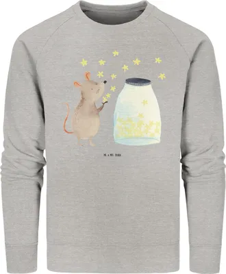 Produktbild von Mr. & Mrs. Panda Nachhaltiger Pullover Maus Sterne Größe S - Heather Grey - Geschenk, Rundhals Sweatshirt, Kindergeburtstag, Schwangerschaft, Geburt, Pulli, Träume
