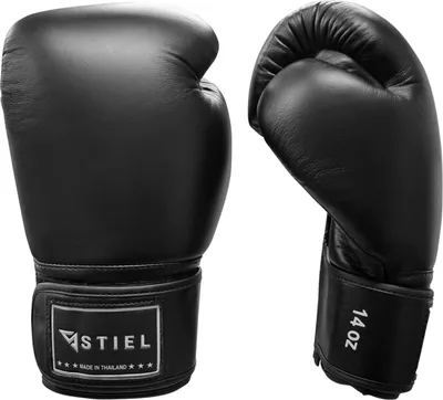 Produktbild von Stiel Pro Thai Boxhandschuhe - Leder - Schwarz - 14 oz.