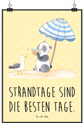 Produktbild von Mr. & Mrs. Panda Bild Sommer Strandtage DIN A1 - Gelb Pastell - Geschenk, Sommerferien, Küste, wanddeko, Urlaub Am Meer, drucke, Plakat, Abenteuer, Wandbild, Winter