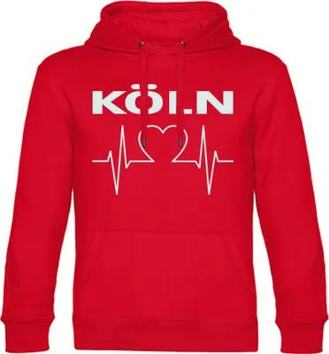Produktbild von multifanshop Kapuzen Sweatshirt - Köln - Herzschlag, rot, Größe XL