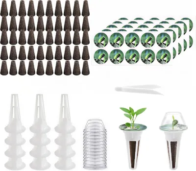 Produktbild von Hydrokultur Zubehör Set 125 Stück, 50 Grow Sponges, 50 Etiketten, Pflanzkörbe, für Innenbereich