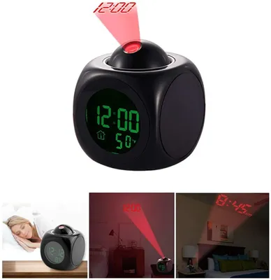 Produktbild von LED-Projektorwecker mit Multifunktionsanzeige, digitaler Temperaturanzeige, Sprachausgabe, 12/24-Stunden-Anzeige und Wohnaccessoires