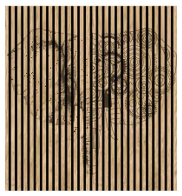 Produktbild von Akustikpaneele mit Digitaldruck Elefant03 19 x 1133 x 1195 mm Elefant Zeichnung MDF PET-Fasern Wandpaneele Braun Schwarz 2 Einzelplatten