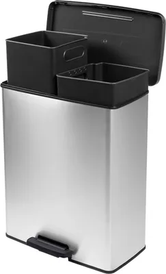 Produktbild von Curver Deco Bin Slim 254619 Mülleimer 52 L 486 X 615 X 284 Mm Silber Eimer615