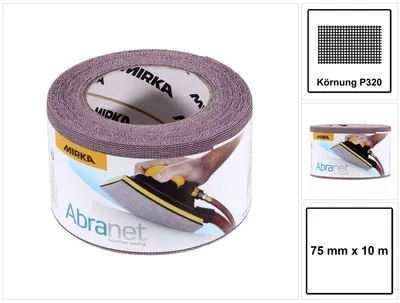 Produktbild von Mirka ABRANET Schleifpapier Rolle 75mm x 10m P320 Schleifrolle Klett ( 545BI001323R )