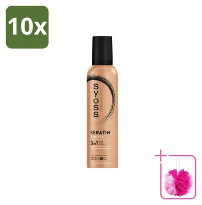 Imagen del producto de 10 unidades de espuma para el cabello Syoss Keratin, 250 ml cada una, pack ahorro