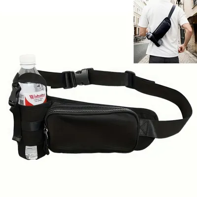 Produktbild von Unisex Hüfttasche mit Flaschenhalter – Große, verstellbare Tasche für Outdoor-Aktivitäten wie Wandern, Radfahren und Hundespaziergänge