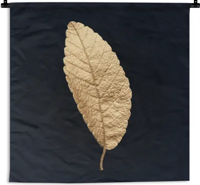 Produktbild von MuchoWow® Wandteppich Wandbehang Schwarz und Gold - Blätter - Schwarz - Pflanzen - Luxus 150x150 cm Tapisserie Dekoration Wandtuch - Wohnaccessoires - Modernes
