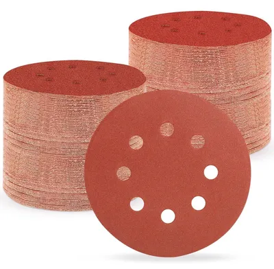 Immagine prodotto di Carta abrasiva da 125 mm con sistema di fissaggio a velcro, grana 240, confezione da 150 pezzi, con 8 fori, per levigatrici eccentriche