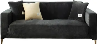 Produktbild von (1-Sitzer, Dunkelgrau) Dicke Sofabezüge aus Samt, 1, 2, 3, 4-Sitzer, hochelastischer, rutschfester Sofabezug, Möbelschutz, Plüsch-Sofa-Schonbezüge mit 1 Kissenbezug für Wohnzimmer, Hunde, Katzen, Haustiere