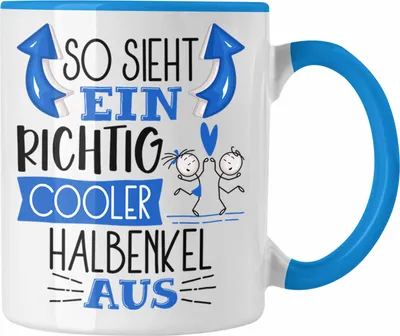 Produktbild von Trendation - Halbenkel Tasse Geschenk So Sieht Ein RIchtig Cooler Halbenkel Aus Geschenkidee Lustiger Spruch Geburtstag Becher Kaffeetasse (Blau)
