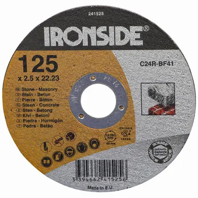 Image de Ironside 241-525 Disque à tronçonner 125x2,5mm pierre perçage 22mm, gris