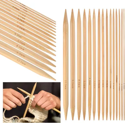 Produktbild von Nähnadel 75-teiliges Bambus-Stricknadel-Set, 15 Größen, doppelspitziges Stricknadel-Set für Anfänger, Erwachsene, Profis, Kinder, 2,0 mm, 2,25 mm, 2,7