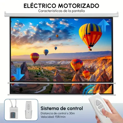 Imagen del producto de Pantalla de proyección eléctrica - Pantalla motorizada - Pantalla enrollable - Pantalla para cine en casa - Pantalla para presentaciones
