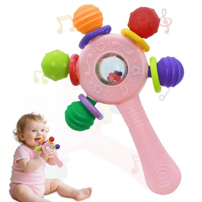 Produktbild von Baby Spielzeug 6 Monate,Babyspielzeug 0-6 Monate,Beißringe Babys, Rasseln für Neugeborene mit Dreh- und Schüttelfunktion, Weihnachtsgeschenke