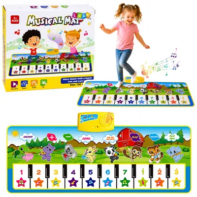 Image de Tapis Musical Éducatif Piano Animaux Sons D'instruments 100x36 Cm