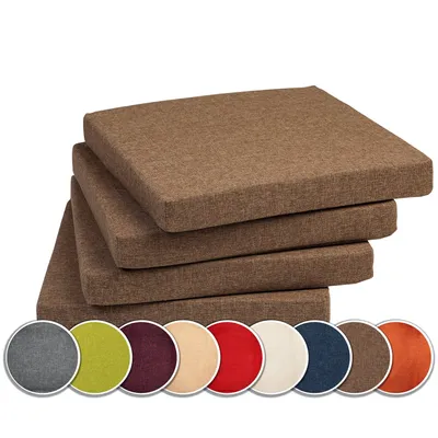 Produktbild von Sunnypillow 4er Set Stuhlkissen Polsterauflage Auflage für Stühle / Bänke in Haus und Garten Sitzkissen Sitzauflage Gartenkissen viele Farben zur Auswahl 40 x 40 x 5 cm Braun