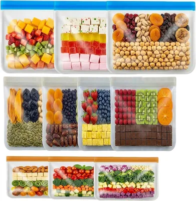 Produktbild von Gefrierbeutel 10 Stück, Silikon PEVA, wiederverwendbar, für Küche