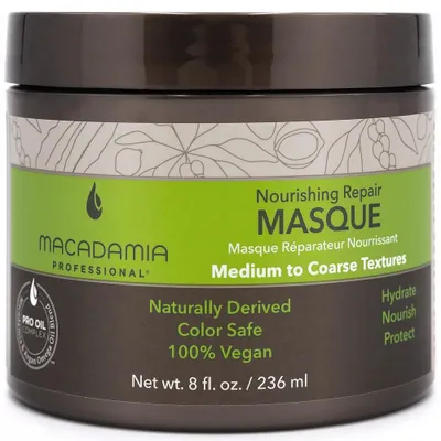 Produktbild von Macadamia Nourishing Moisture Masque 250ml, 250 ml, Frauen, Gefärbtes Haar, beschädigtes Haar, trockenes Haar, Anti-Frizz, Elastizität, Feuchtigkeitsspendend, Feuchtigkeitsspendend, Nährend, Schutz, Verstärkung, Arganöl, Glyzerin, Macadamia-Öl, Topf