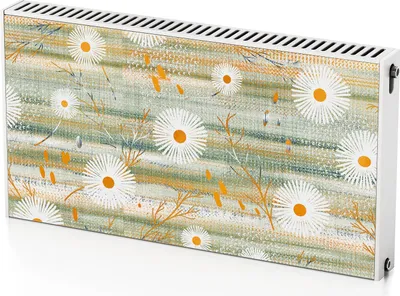 Produktbild von Gänseblümchenzweige – Magnetische Heizkörperabdeckung – 110x60 cm – Magnet Heizkörperabdeckung – 3D Würfel – Heizkörperverkleidung – Magnetische Wandverkleidung – Wetterfest