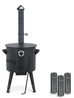 Produktbild von Feuerofen Utschak Ø 40 cm mit Abzugsrohr, für Kasan 12 L, Thermometer, Ofenplatte