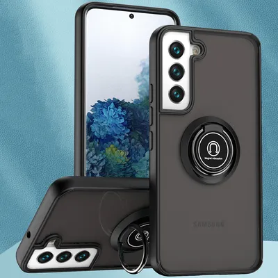 Image de Etui pour Samsung Galaxy S23+ en TPU translucide mat avec porte-anneau et support noir