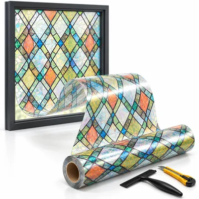 Blickdichte Fensterfolie, selbstklebend, Regenbogen, 60x200 cm