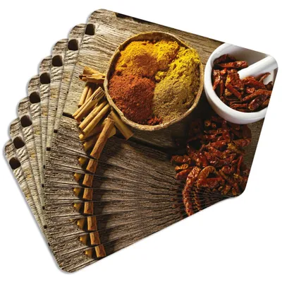 Produktbild von MG Design Set aus 8 Kork-Platzsets - Spices 6 - 30 x 40 cm - hitzebeständig & abwischbar, mit Korkrückseite