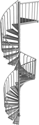 Produktbild von Spindeltreppe Ø 180 cm | Höhen: 432-446 cm | 23 Stufen, ein Podest | Streckgitter Stufenbelag, Feuerverzinkt
