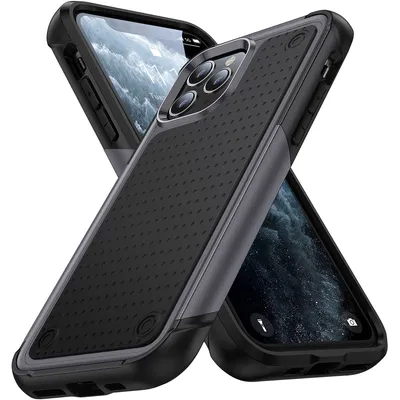 Obrázek produktu pro Pouzdro pro iPhone 11 Pro, vojenská kvalita, nárazuvzdorné hybridní 2v1 tvrdý PC a měkký TPU pouzdro Šedá černé