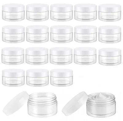 20 durchsichtige Plastikdosen 100 ml mit Deckel, breite Öffnung