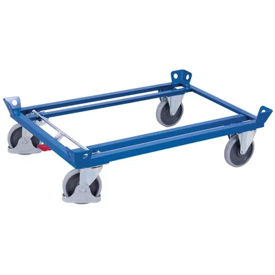 Produktbild von VARIOfit Palettenfahrgestelle für Gitterboxen/Europaletten mit Thermoplastischer Gummibereifung 1010x810mm Enzianblau RAL 5016