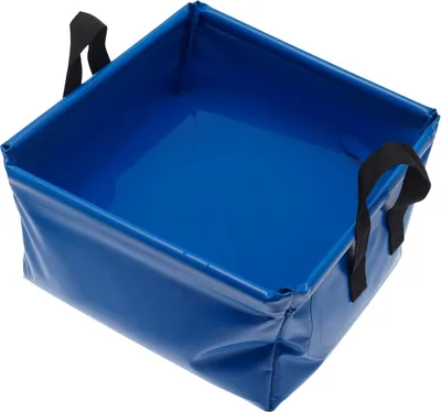 Zdjęcie produktu dla Składany pojemnik kempingowy, 12 litrów, niebieski, z uchwytami, idealny na camping i do ogrodu