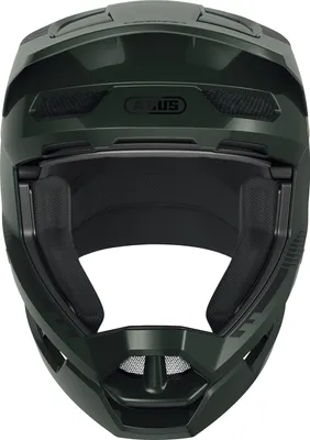 A full-face helmet for downhill mountain biking, shown from the front.