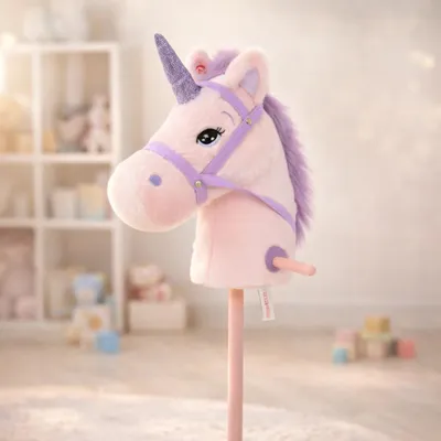 Produktbild von Sweety Toys 10547 Einhorn Steckenpferd Pink Rosa mit Soundfunktion Gewieher und Galoppgeräusch