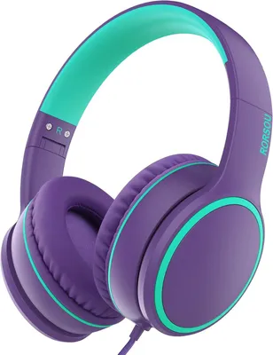 Image de Casque supra-auriculaire avec microphone,Basse stéréo pliable légère avec câble de 1,5 m (entangle),Casque filaire pour smartphone,tablette,ordinateur,MP3/4