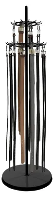 Image de Porte-ceintures et cravates - Portemanteau sur pied - 31 crochets - Hauteur 168 cm - Pied Ø 50 cm - Acier inoxydable - Noir