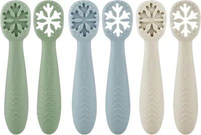 Immagine prodotto di Set di 6 cucchiaini in silicone per bambini PandaEar – Cucchiaino per pappa – Cucchiaino per alimenti – Cucchiaino per neonati – Cucchiaino in silicone – Morbido – Flessibile – Posate per bambini – Senza BPA