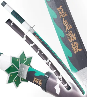 Produktbild von Anime Cosplay Katana aus Holz Klinge aus Holz Schwert Sanemi Shinazugawa Holzschwert Kimetsu No Yaiba Schwert