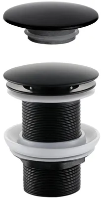 Obrázok produktu pre CERANO – Odtok umývadla – 5/4“ click-clack bez prelivu + kryt z liateho mramoru – 10/60 mm – čierna matná