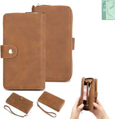 Produktbild von K-S-Trade Handyhülle Schutzhülle kompatibel mit Huawei Nova 11 Pro & Portemonnee Tasche Handytasche Case Etui Geldbörse Wallet braun (1x)