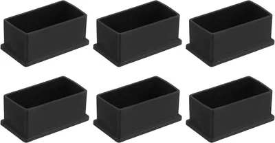 Obrázok produktu pre Kryty nôh 60 mm x 30 mm, 6 kusov, PVC, čierne, pre nábytok na záhradu, stôl, posteľ, skriňa