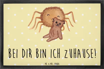 Produktbild von Mr. & Mrs. Panda Fussmatte Spinne Agathe Teddy 50 x 75 cm - Gelb Pastell - Geschenk, Sauberlaufmatte, Dankeschön, Miteinander, Schmutzfangmatte, Liebesbeweis, Verliebt