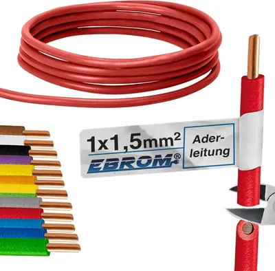 Produktbild von 100 Meter H07V-U 1,5 mm² 1x1,5 mm² (mm2) - Aderleitung starr eindrähtig - 100m - schwarz - hellblau - dunkelblau - violett - braun - rot - grün/gelb - grün - weiß