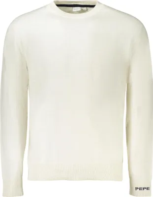 Produktbild von Weißer Herrenpullover mit Stickerei - Langarm & Rundhalsausschnitt